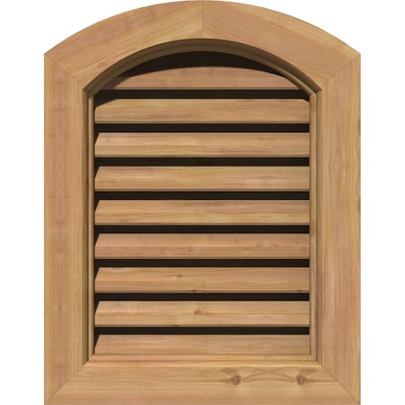 Ekena Millwork Arch Top Gable Vent Functional, Western Red Cedar Gable Vent w/ Brick Mould Face Frame, 12"W x 16"H GVWAR12X1600SFUWR